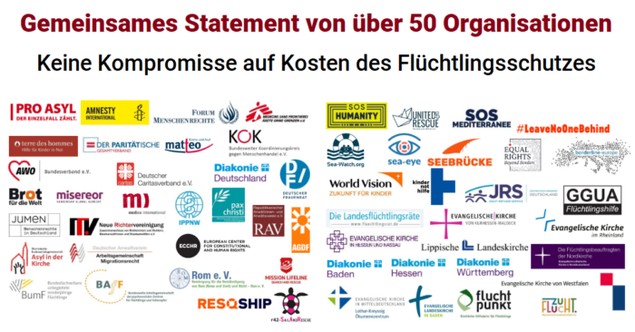 Grafik mit Logos von über 50 Organisationen, die ein gemeinsames Statement abgeben.