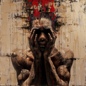 anxiety, depression, fear, stress, sadness, depressed, unhappy, emotional, worry, despair, anxious, man, loneliness, panic, dysthymia, angst, painting, drawing, artistic, fright, dread, distress, dismay, sorrow, misery