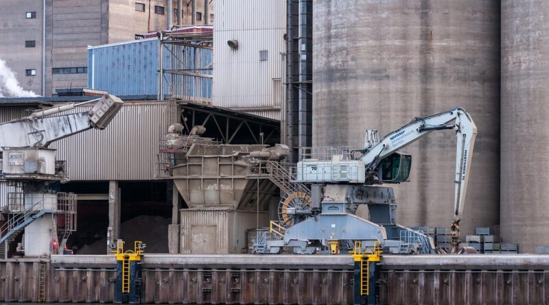 industry, crane, silo, cement plant, factory, industrial plants
