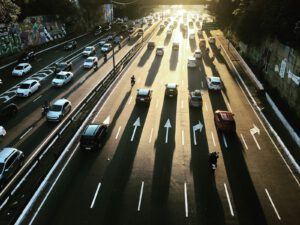 aerial photography of highway road