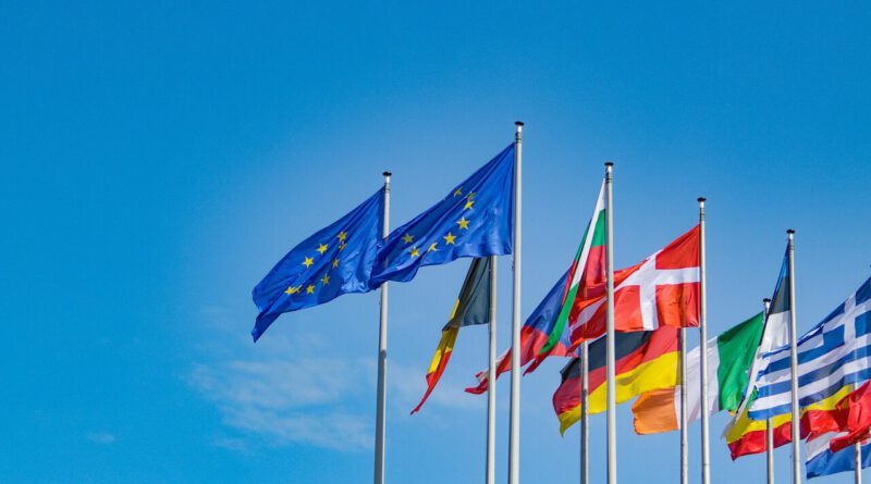 european union, nature, european parliament, flags, flagpoles, eu, countries, nations, national flags, symbol, sky